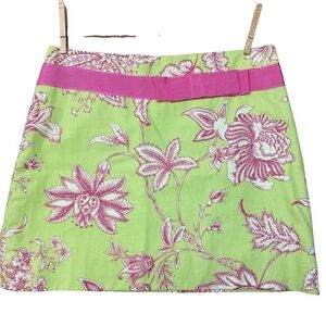 MOLLY B. Mini Skirt Size 2 Pink/ Green French Toile Preppy Chic